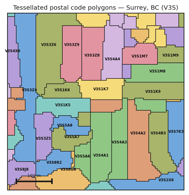 Tessellated postal code polygons &mdash; no gaps, no overlaps